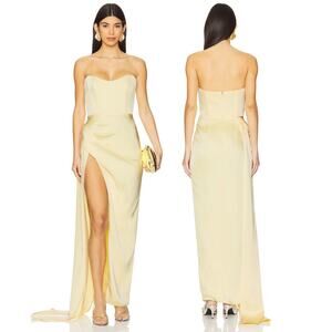 Katie May Bita Strapless Gown Satin Ruched Evening Cocktail Formal Party Gala XS